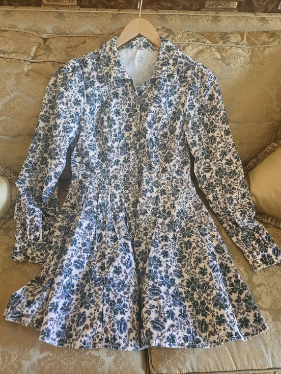 Free People Dresses & Skirts - Free People CorduroyBlue and White Floral Mini Dress
